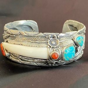 Bear Claw Toucan Sterling Silver 925 Stamped Cuff Bracelet